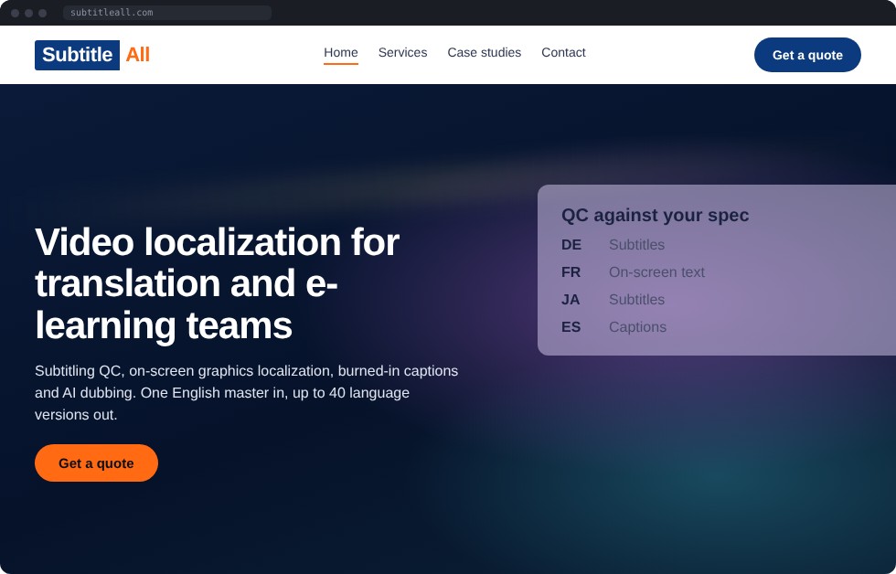 Preview of the SubtitleAll homepage